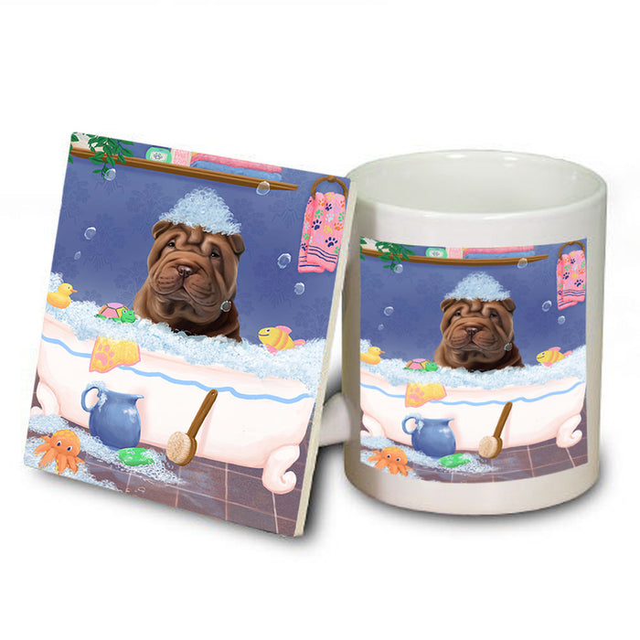 Rub A Dub Dog In A Tub Shar Pei Dog Mug and Coaster Set MUC57434