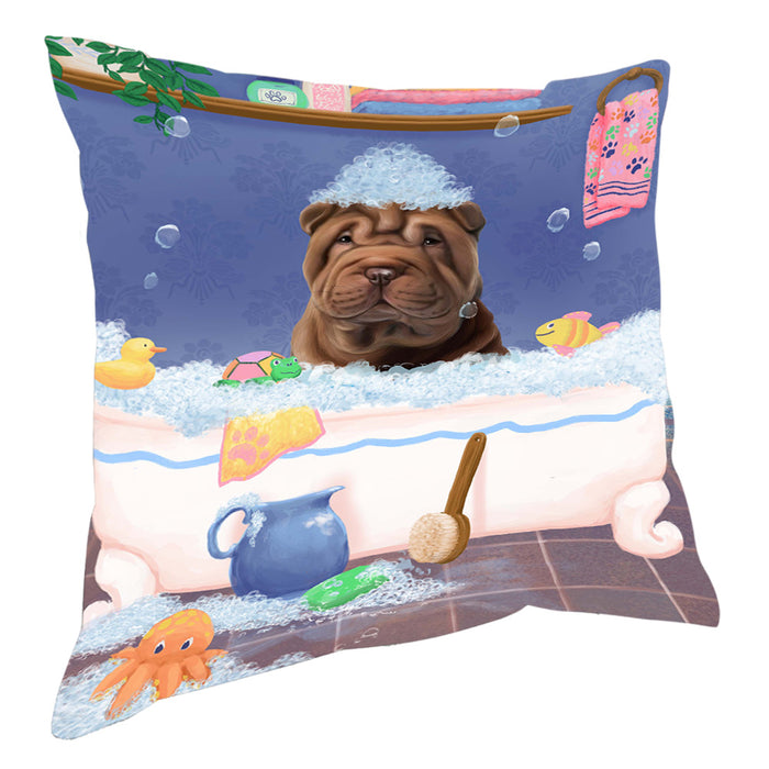 Rub A Dub Dog In A Tub Shar Pei Dog Pillow with Top Quality High-Resolution Images - Ultra Soft Pet Pillows for Sleeping - Reversible & Comfort - Ideal Gift for Dog Lover - Cushion for Sofa Couch Bed - 100% Polyester, PILA90781