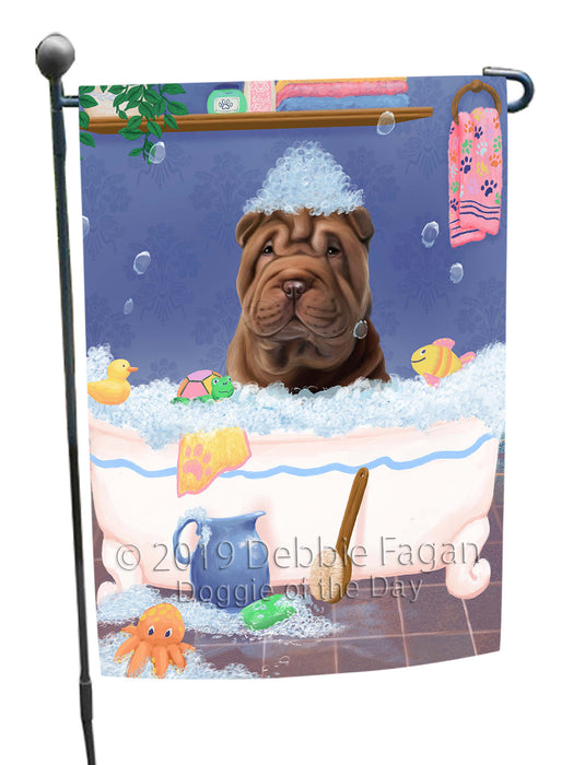 Rub A Dub Dog In A Tub Shar Pei Dog Garden Flag GFLG66298