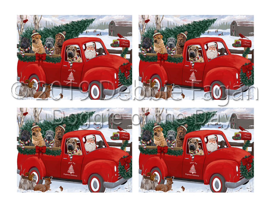 Christmas Santa Express Delivery Red Truck Shar Pei Dogs Placemat