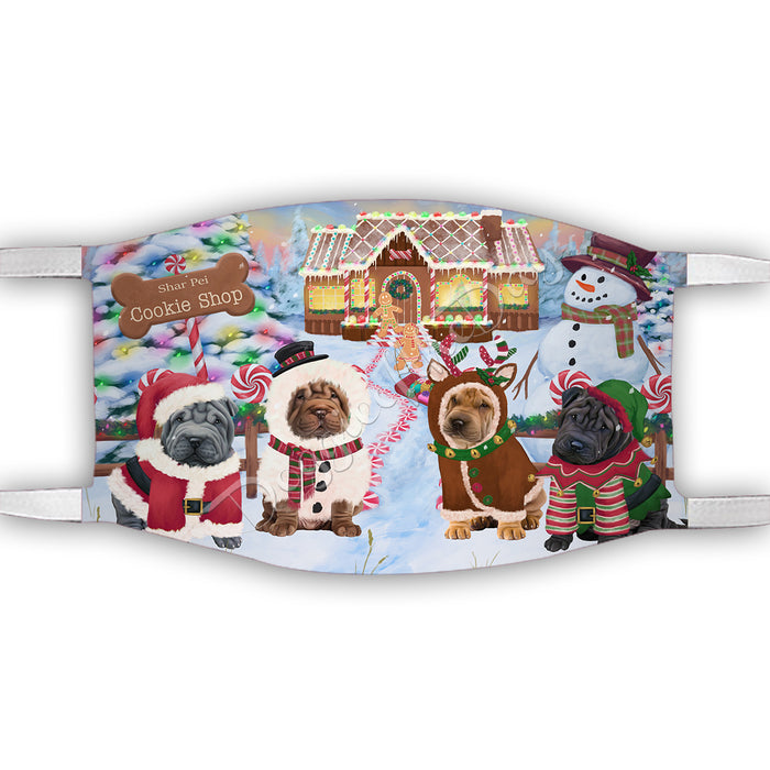 Holiday Gingerbread Cookie Shar Pei Dogs Shop Face Mask FM48929