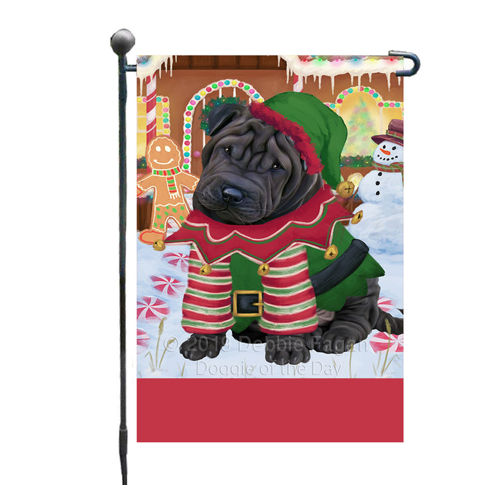 Personalized Gingerbread Candyfest Shar Pei Dog Custom Garden Flag GFLG64166