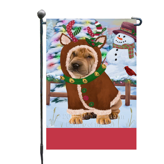 Personalized Gingerbread Candyfest Shar Pei Dog Custom Garden Flag GFLG64167
