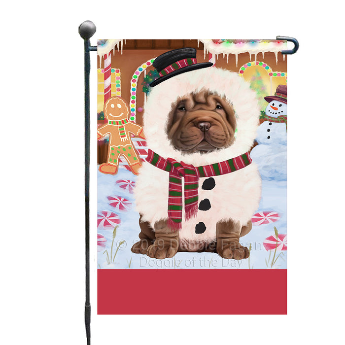 Personalized Gingerbread Candyfest Shar Pei Dog Custom Garden Flag GFLG64169
