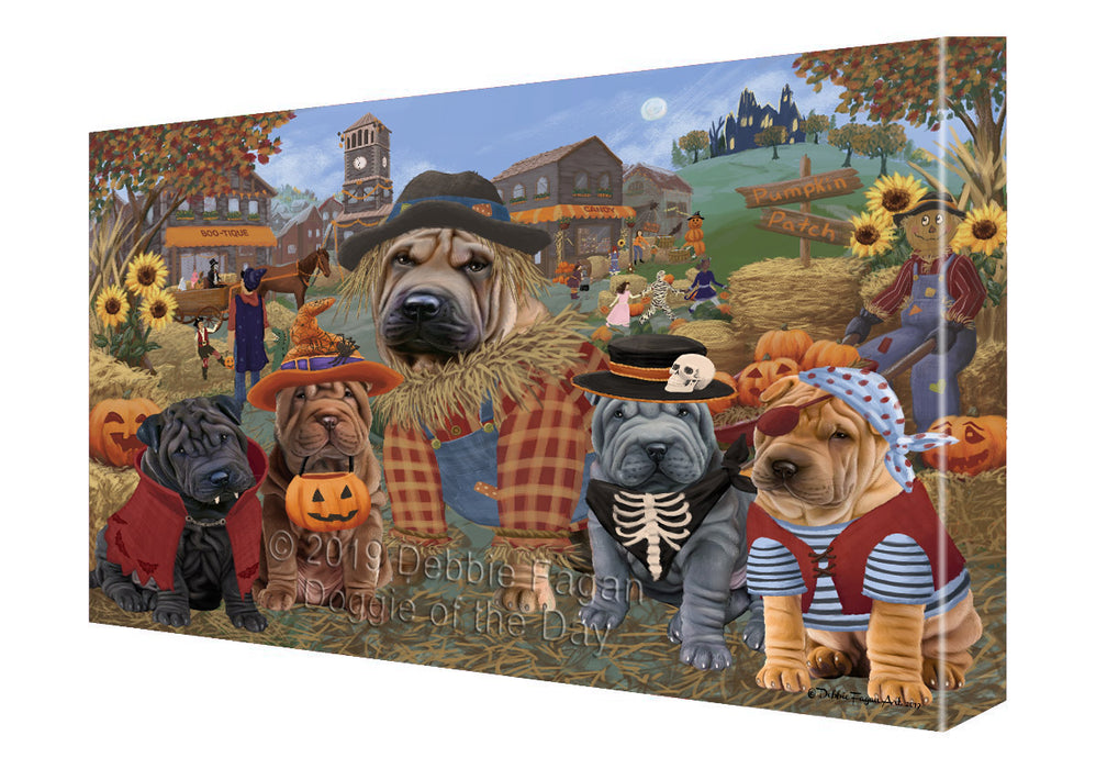 Halloween 'Round Town Shar Pei Dogs Canvas Print Wall Art Décor CVS143972