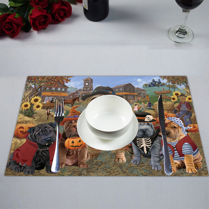 Halloween 'Round Town Shar Pei Dogs Placemat