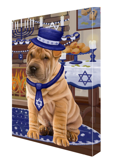 Happy Hanukkah Shar Pei Dog Canvas Print Wall Art Décor CVS144791