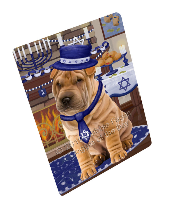 Happy Hanukkah Shar Pei Dog Cutting Board - For Kitchen - Scratch & Stain Resistant - Designed To Stay In Place - Easy To Clean By Hand - Perfect for Chopping Meats, Vegetables