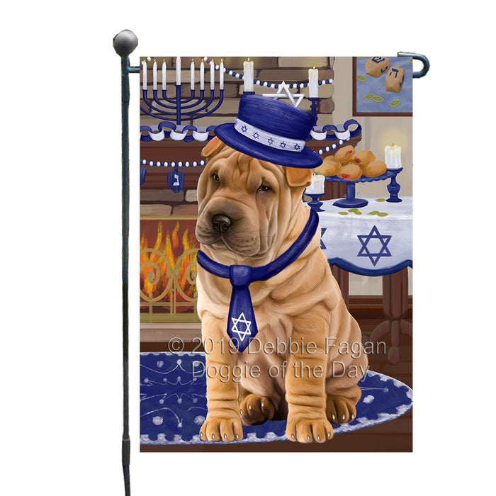 Happy Hanukkah Shar Pei Dog Garden Flag GFLG65836