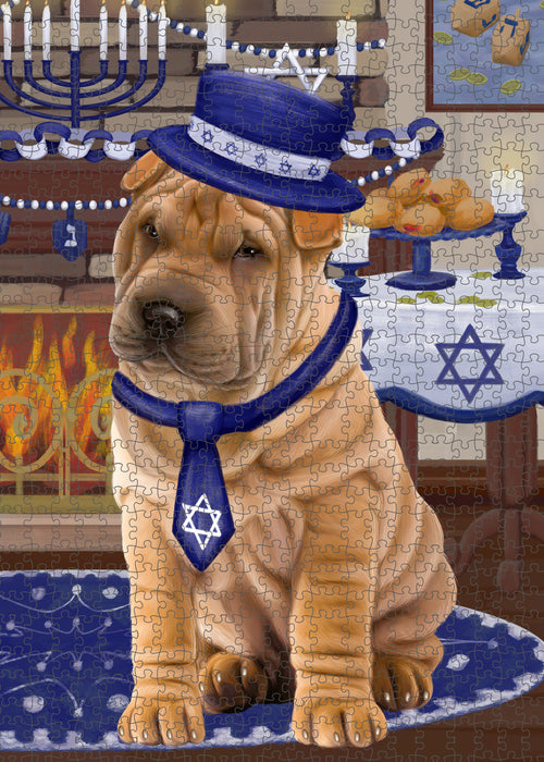 Happy Hanukkah Shar Pei Dog Puzzle with Photo Tin PUZ99136