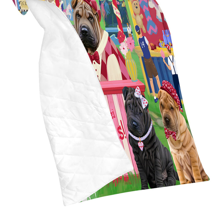Carnival Kissing Booth Shar Pei Dogs Quilt