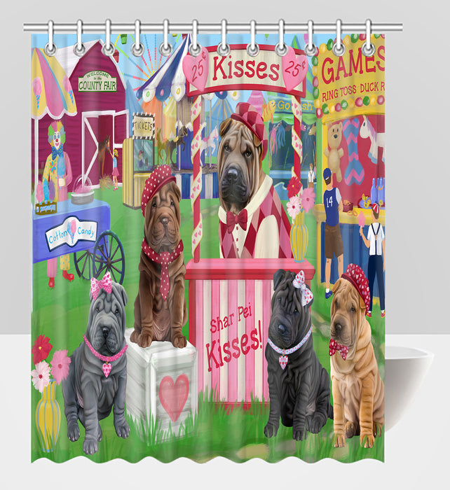 Carnival Kissing Booth Shar Pei Dogs Shower Curtain