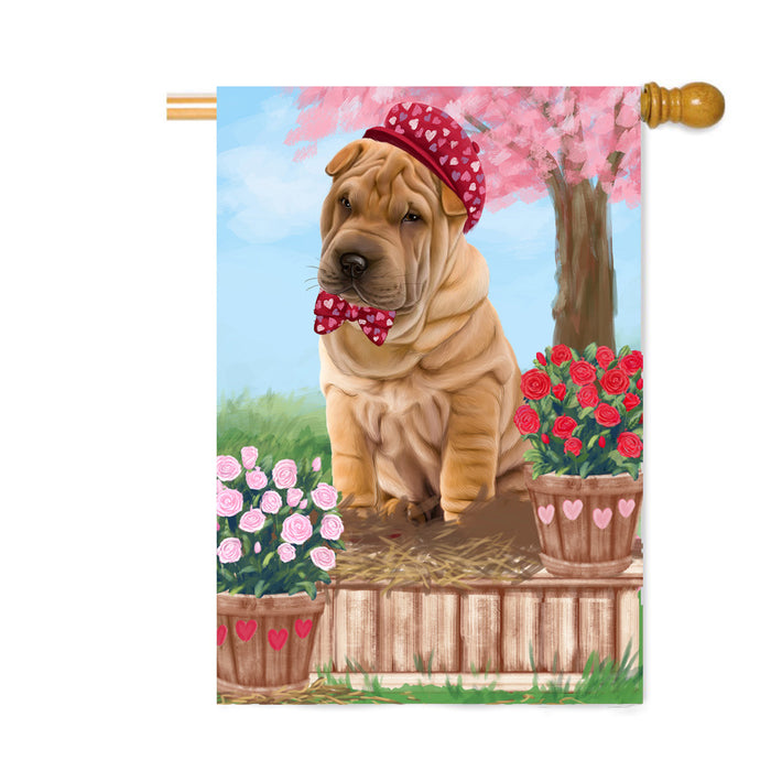 Personalized Rosie 25 Cent Kisses Shar Pei Dog Custom House Flag FLG64938