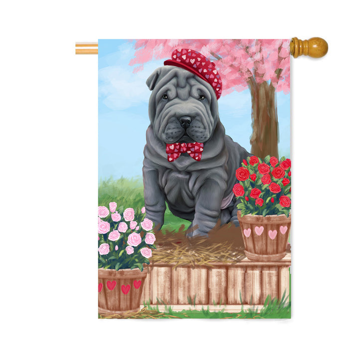 Personalized Rosie 25 Cent Kisses Shar Pei Dog Custom House Flag FLG64939