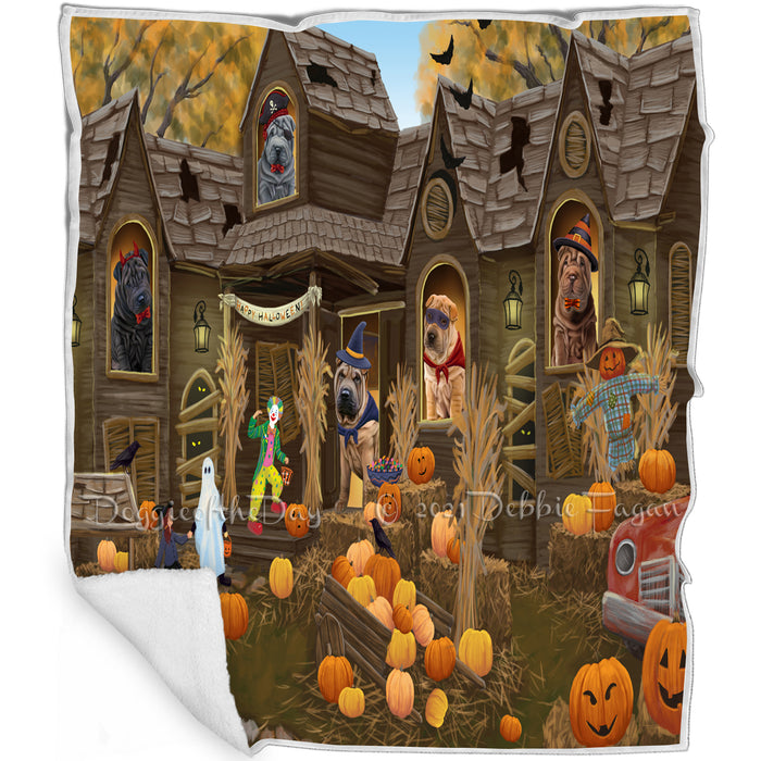Haunted House Halloween Trick or Treat Shar Peis Dog Blanket BLNKT93414