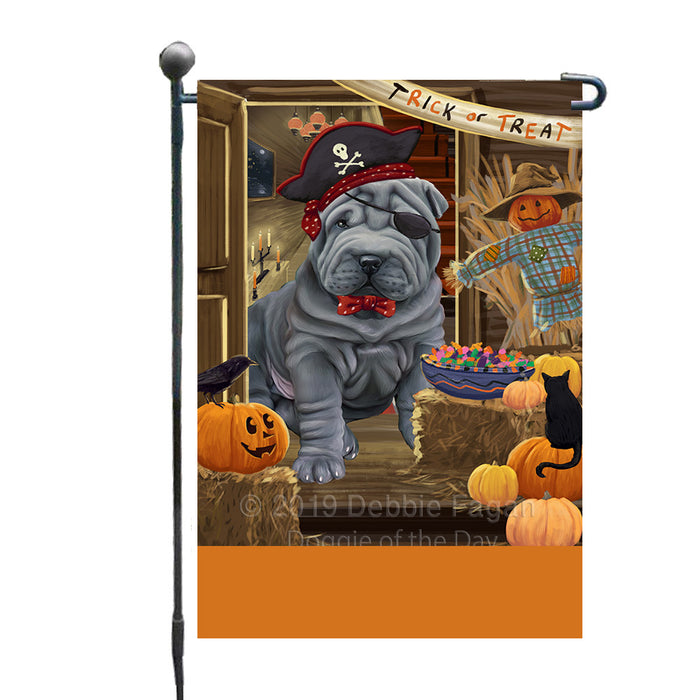 Personalized Enter at Own Risk Trick or Treat Halloween Shar Pei Dog Custom Garden Flags GFLG-DOTD-A59714