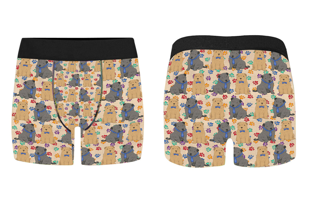 Rainbow Paw Print Shar Pei Dogs Blue Men's Classic Boxer Briefs