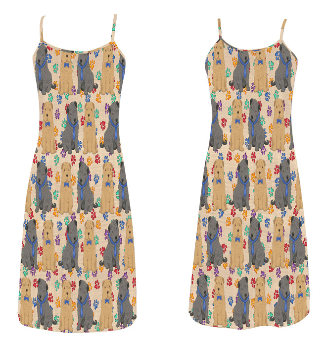 Rainbow Paw Print Shar Pei Dogs Blue Alcestis Slip Dress