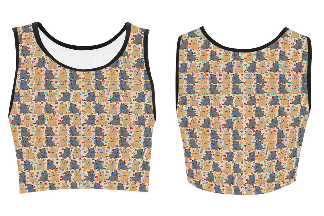 Rainbow Paw Print Shar Pei Dogs Blue Women's Crop Top