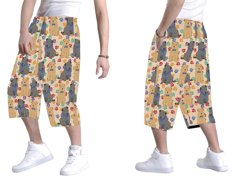 Rainbow Paw Print Shar Pei Dogs Blue All Over Print Men's Baggy Shorts