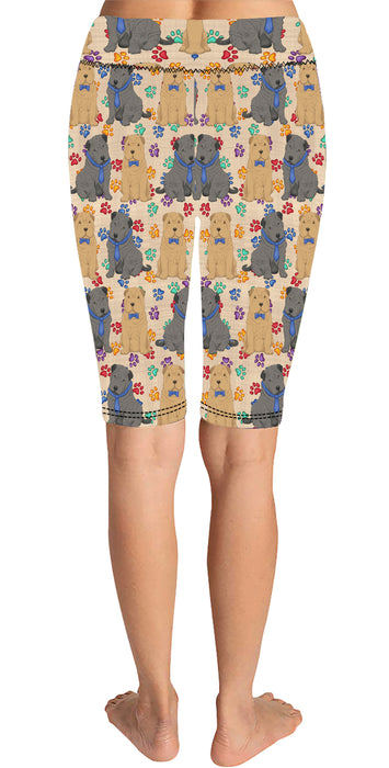 Rainbow Paw Print Shar Pei Dogs Blue Knee Length Leggings