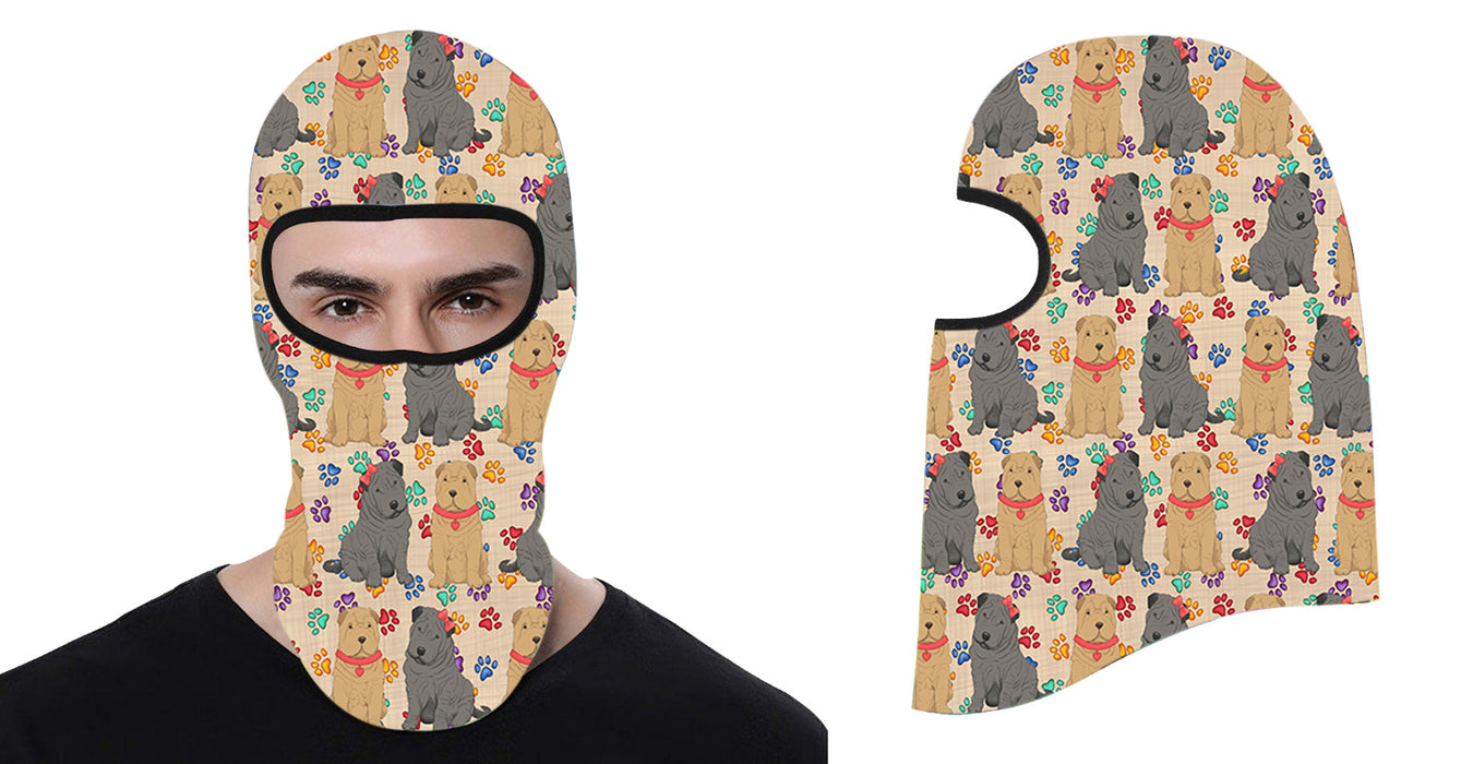 Rainbow Paw Print Shar Pei Dogs All Over Print Balaclava Ski Mask SM48220