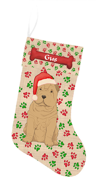 Pet Name Personalized Christmas Paw Print Scottish Terrier Dogs Stocking