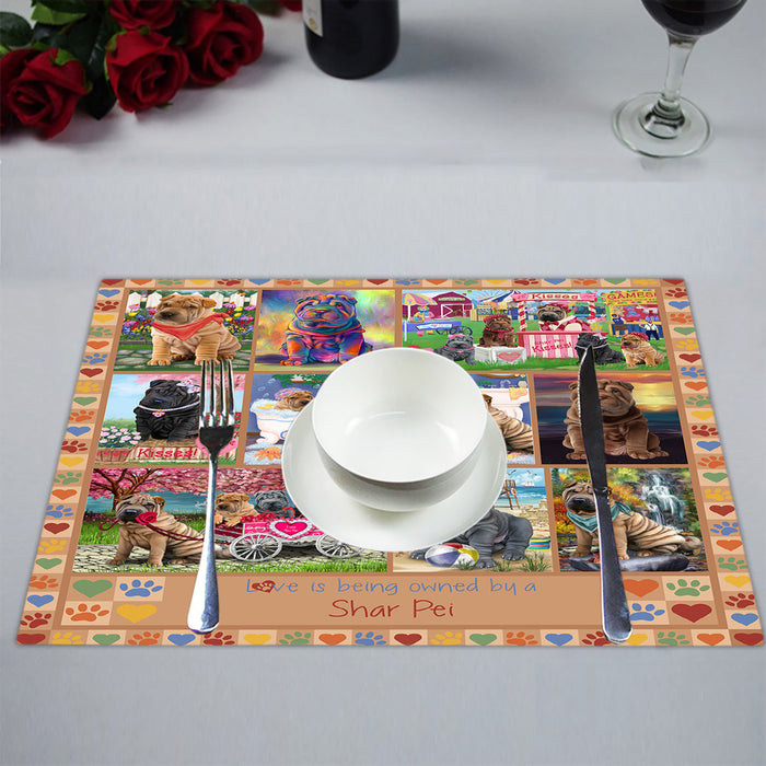 Love is Being Owned Shar Pei Dog Beige Placemat