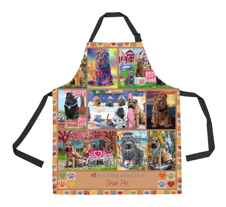 Love is Being Owned Shar Pei Dog Beige Apron