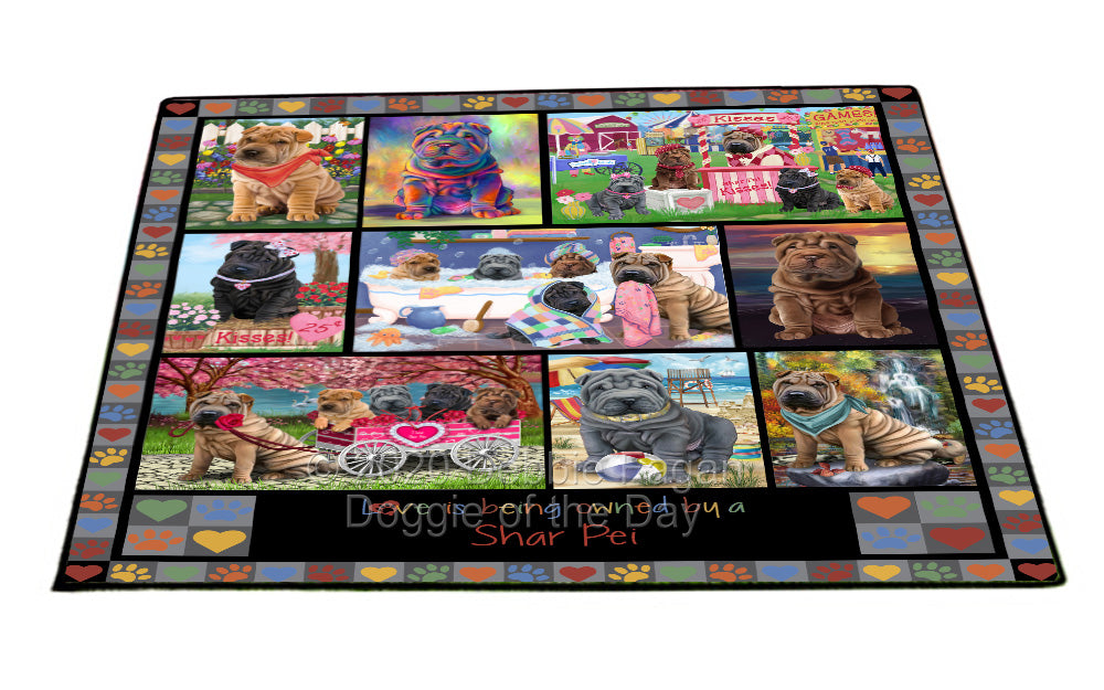 Love is Being Owned Shar Pei Dog Grey Floormat FLMS55396