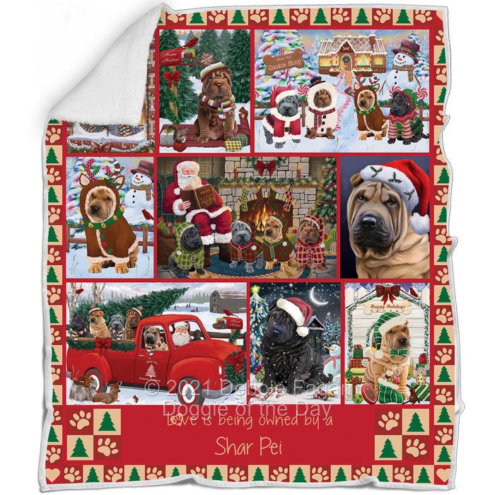 Love is Being Owned Christmas Shar Pei Dogs Blanket BLNKT143497