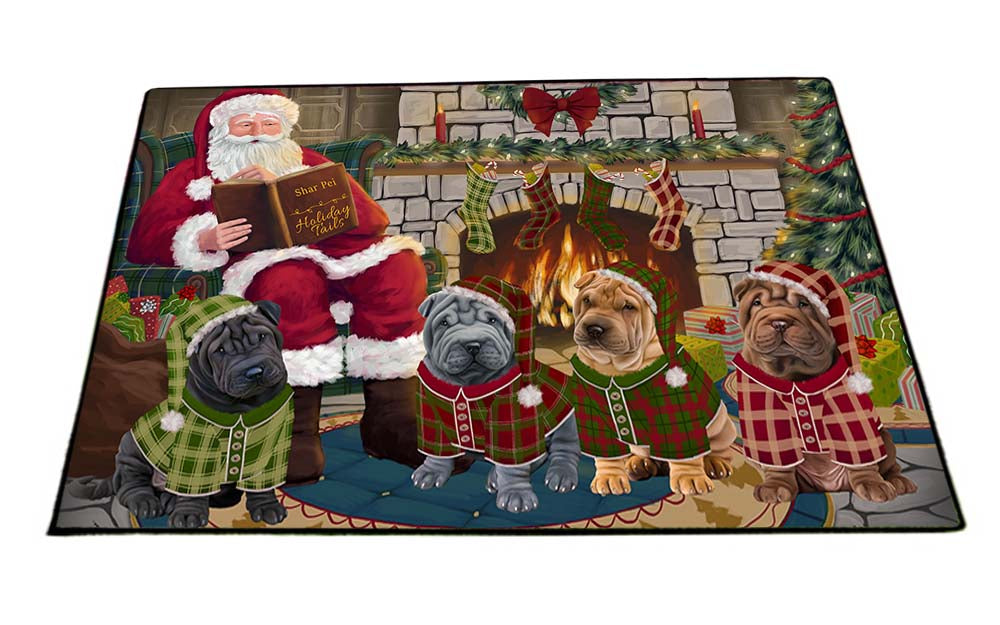 Christmas Cozy Holiday Tails Shar Peis Dog Floormat FLMS52752