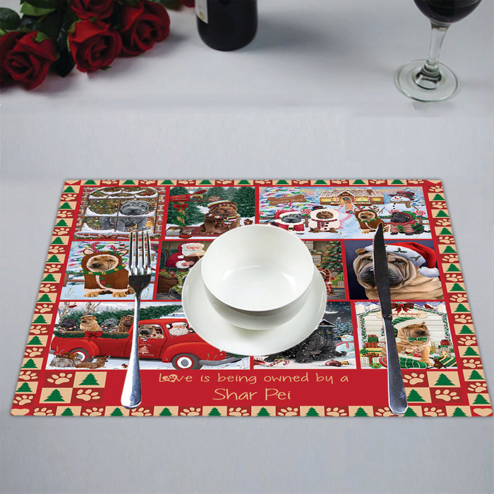 Love is Being Owned Christmas Shar Pei Dogs Placemat