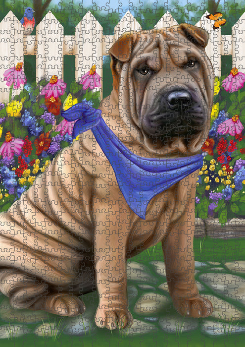 Spring Floral Shar Pei Dog Puzzle with Photo Tin PUZL54162