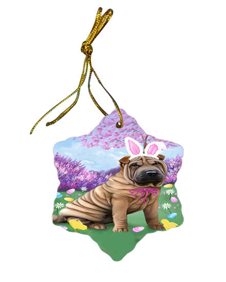Shar Pei Dog Easter Holiday Star Porcelain Ornament SPOR49245