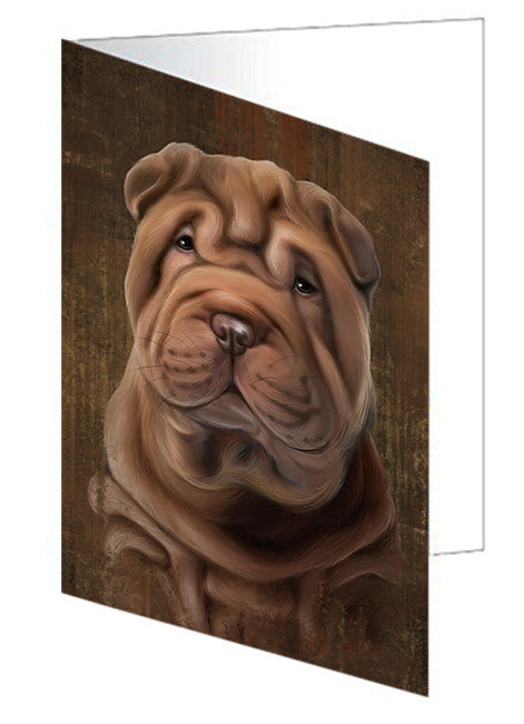 Rustic Shar Pei Dog Handmade Artwork Assorted Pets Greeting Cards and Note Cards with Envelopes for All Occasions and Holiday Seasons GCD55472