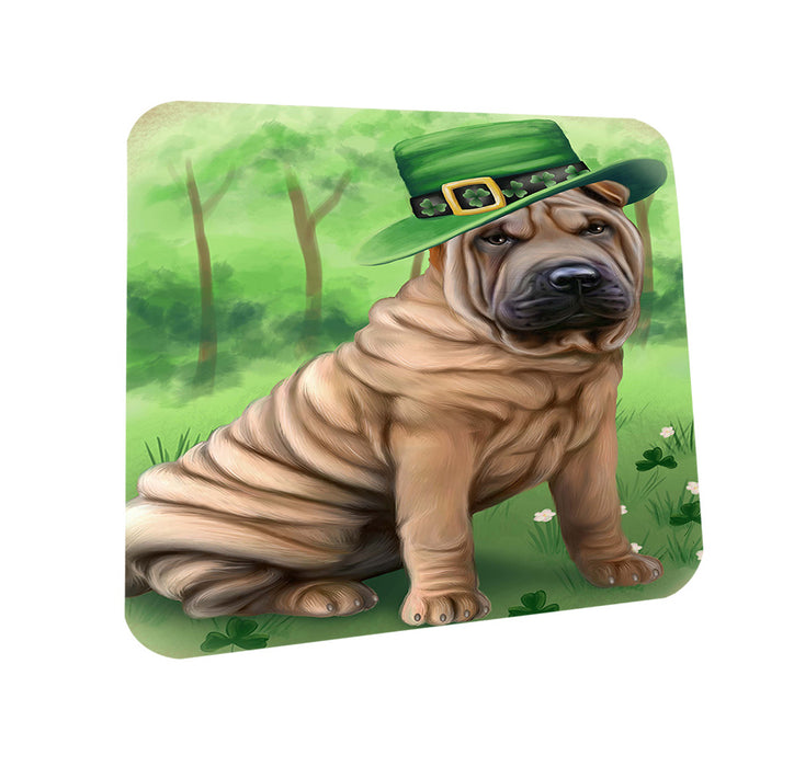 St. Patricks Day Irish Portrait Shar Pei Dog Coasters Set of 4 CST49346