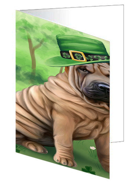 St. Patricks Day Irish Portrait Shar Pei Dog Handmade Artwork Assorted Pets Greeting Cards and Note Cards with Envelopes for All Occasions and Holiday Seasons GCD52190