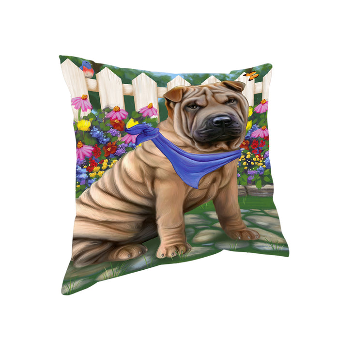 Spring Floral Shar Pei Dog Pillow PIL56464