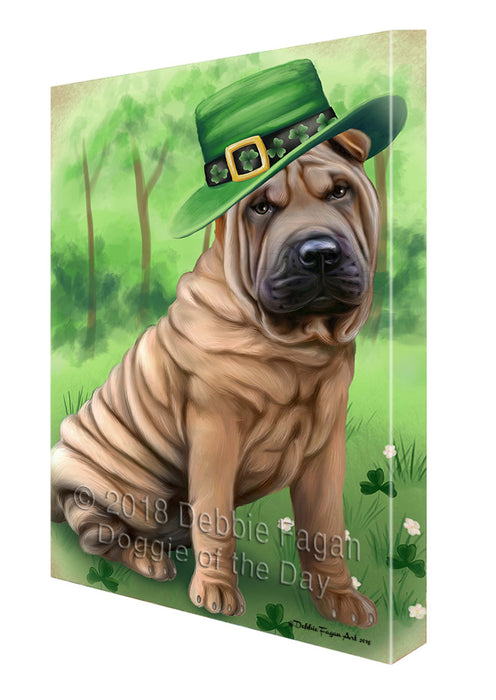 St. Patricks Day Irish Portrait Shar Pei Dog Canvas Wall Art CVS59376