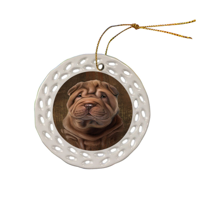 Rustic Shar Pei Dog Ceramic Doily Ornament DPOR50475