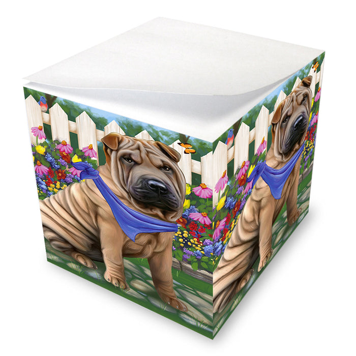 Spring Floral Shar Pei Dog Note Cube NOC52248