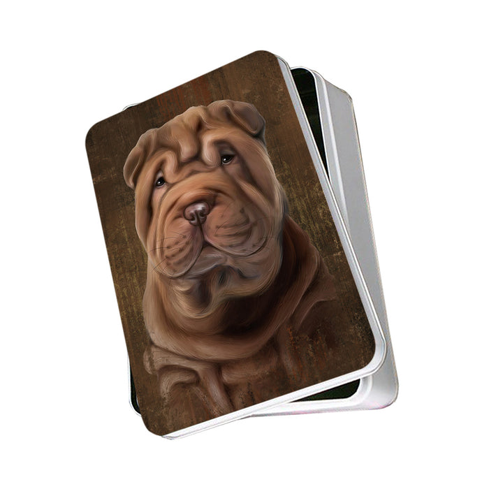 Rustic Shar Pei Dog Photo Storage Tin PITN50481