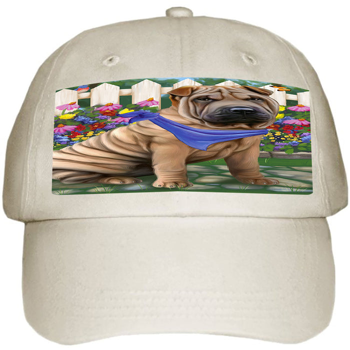 Spring Floral Shar Pei Dog Ball Hat Cap HAT59742