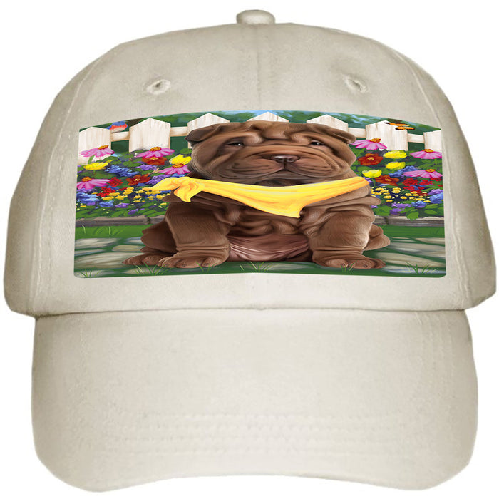 Spring Floral Shar Pei Dog Ball Hat Cap HAT59745