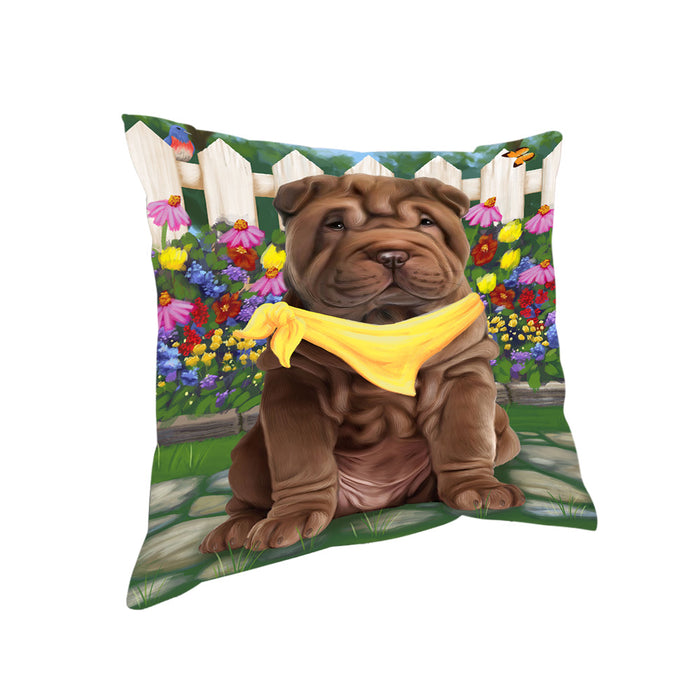 Spring Floral Shar Pei Dog Pillow PIL56468