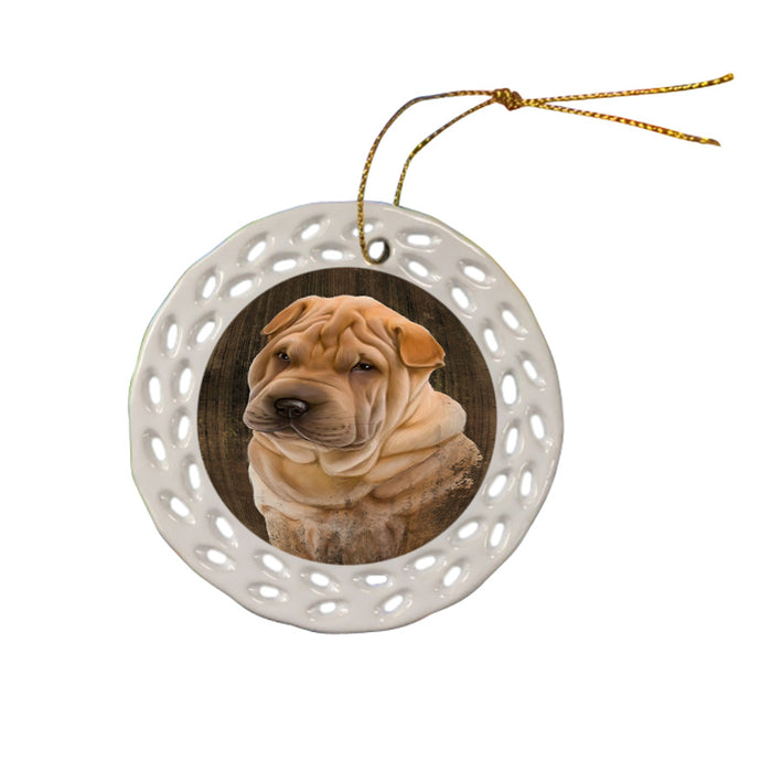 Rustic Shar Pei Dog Ceramic Doily Ornament DPOR50476