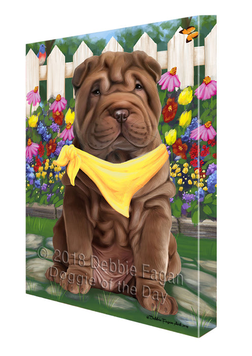 Spring Floral Shar Pei Dog Canvas Wall Art CVS67129