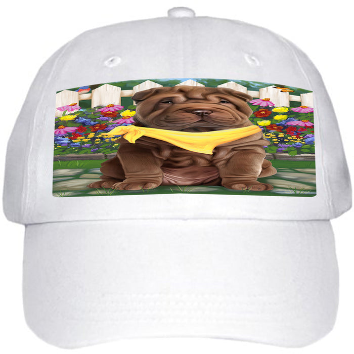 Spring Floral Shar Pei Dog Ball Hat Cap HAT59745