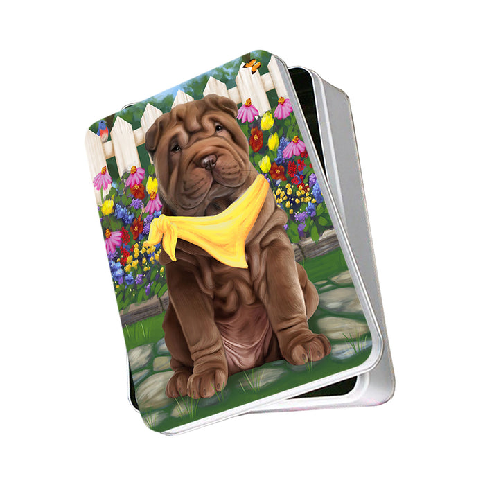Spring Floral Shar Pei Dog Photo Storage Tin PITN51812